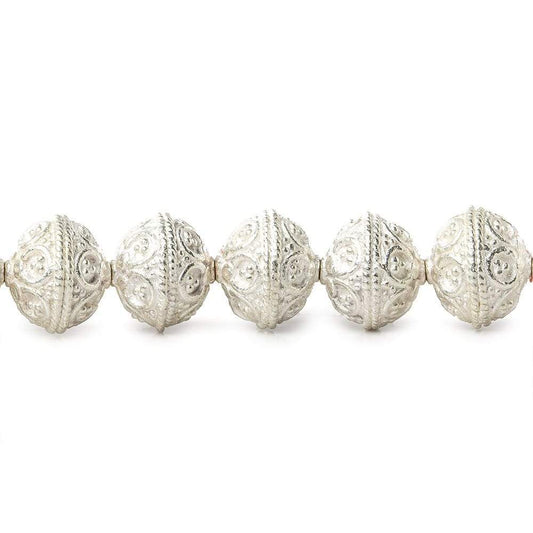 10mm Sterling Silver plated Copper Moroccan Roval Bead 8 inch 22 beads