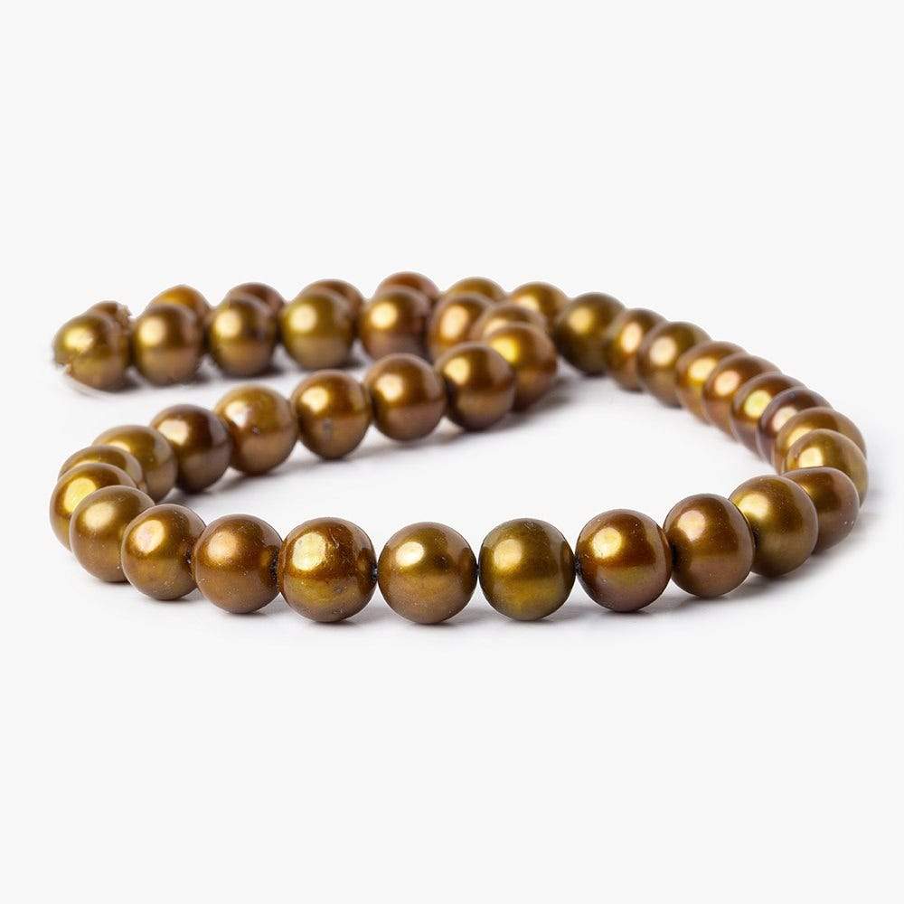 10mm Toffee Brown Off Round Freshwater Pearls 16 inch 42 pieces