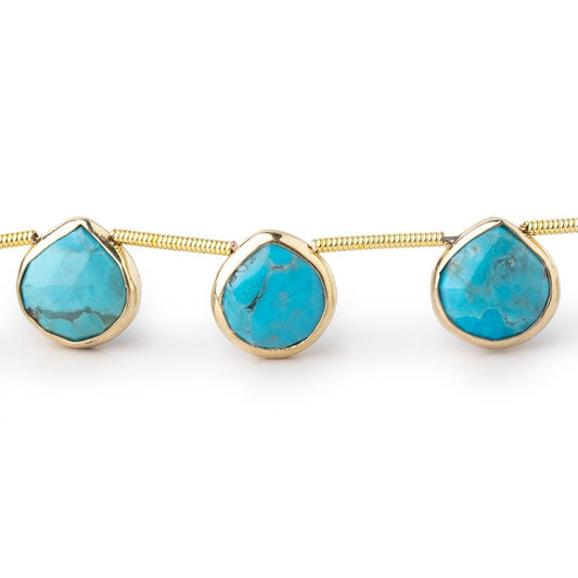 10mm Vermeil Bezel Turquoise Howlite Faceted Heart Beads 6.5 inch 10 pieces