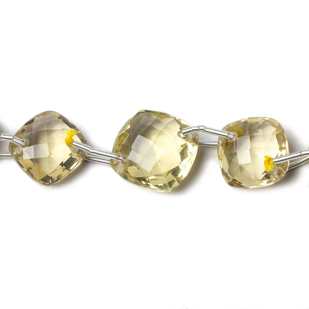 10x10-12x12mm Lemon Quartz double drill faceted pillow 13 inch 21 beads