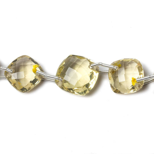 10x10-12x12mm Lemon Quartz double drill faceted pillow 13 inch 21 beads