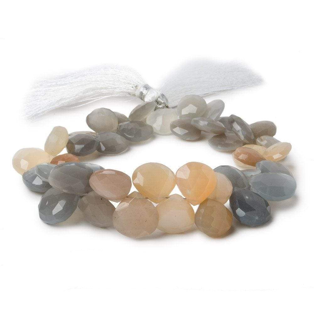 10x10-14x14mm Multi Color Moonstone faceted heart briolette 8.25 inch 43 Beads A