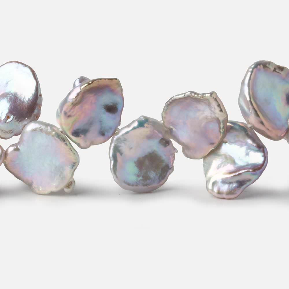 10x10-15x13mm Rose' Silver Top Drill Keshi Freshwater Pearls 15 inch 46 beads AAA