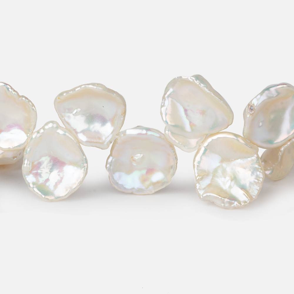 10x10-16x14mm Rose' Off White top drilled Keshi Freshwater Pearls AAA 15.5 inch 48 pcs