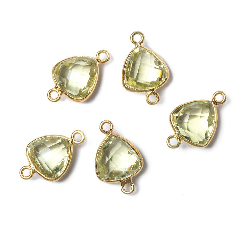 10x10mm Vermeil Bezeled Lemon Quartz trillion Connector 1 piece