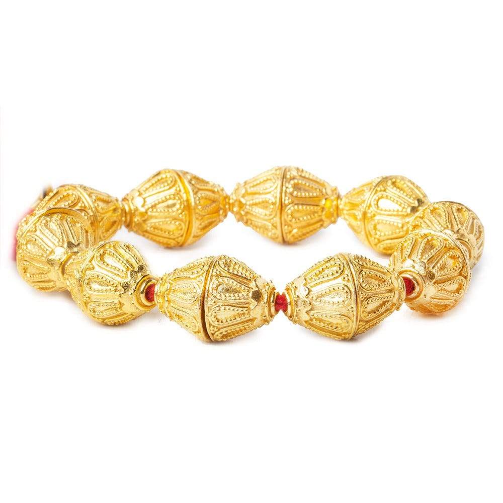 10x14mm 22kt Gold Plated Copper Miligrain Design Bead Cap 8 inch 20 pieces