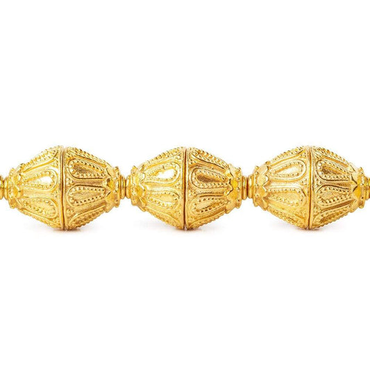 10x14mm 22kt Gold Plated Copper Miligrain Design Bead Cap 8 inch 20 pieces