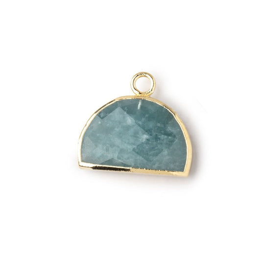 10x15mm Gold Leafed Aquamarine Faceted Half Moon Focal Pendant 1 piece