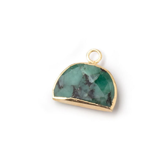 10x15mm Gold Leafed Emerald Faceted Half Moon Focal Pendant 1 piece