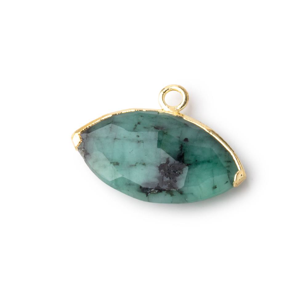 10x19mm Gold Leafed Emerald Faceted Marquise Focal Pendant 1 piece