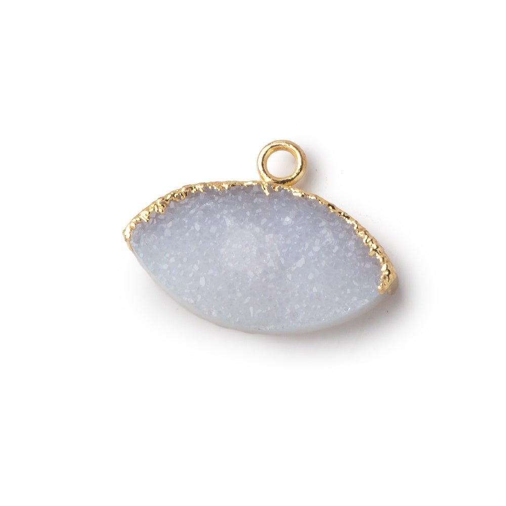 10x19mm Gold Leafed White Drusy Marquise Focal Pendant 1 piece