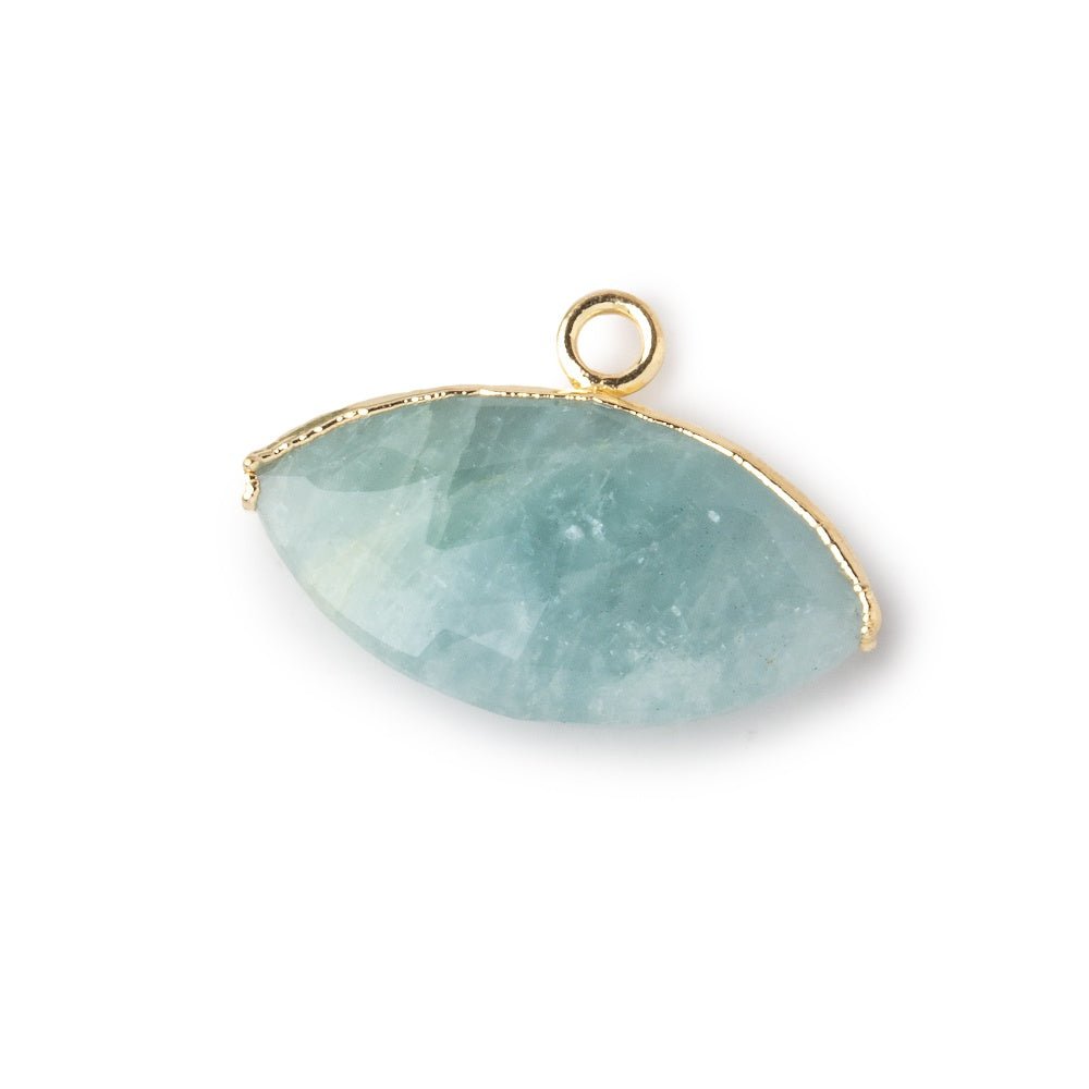 10x20mm Gold Leafed Aquamarine Faceted Marquise Focal Pendant 1 piece