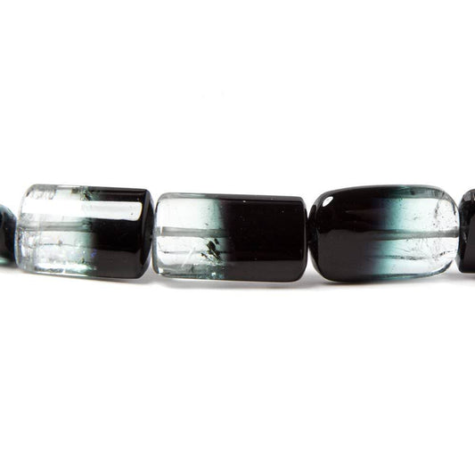 10x5-15x10mm Colorless and Indicolite Tourmaline plain tube 37 beads 18 inch