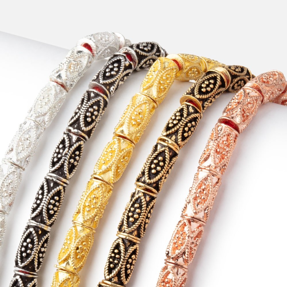 10x5mm Marquise Design Tube Beads 8 inch 21 pieces