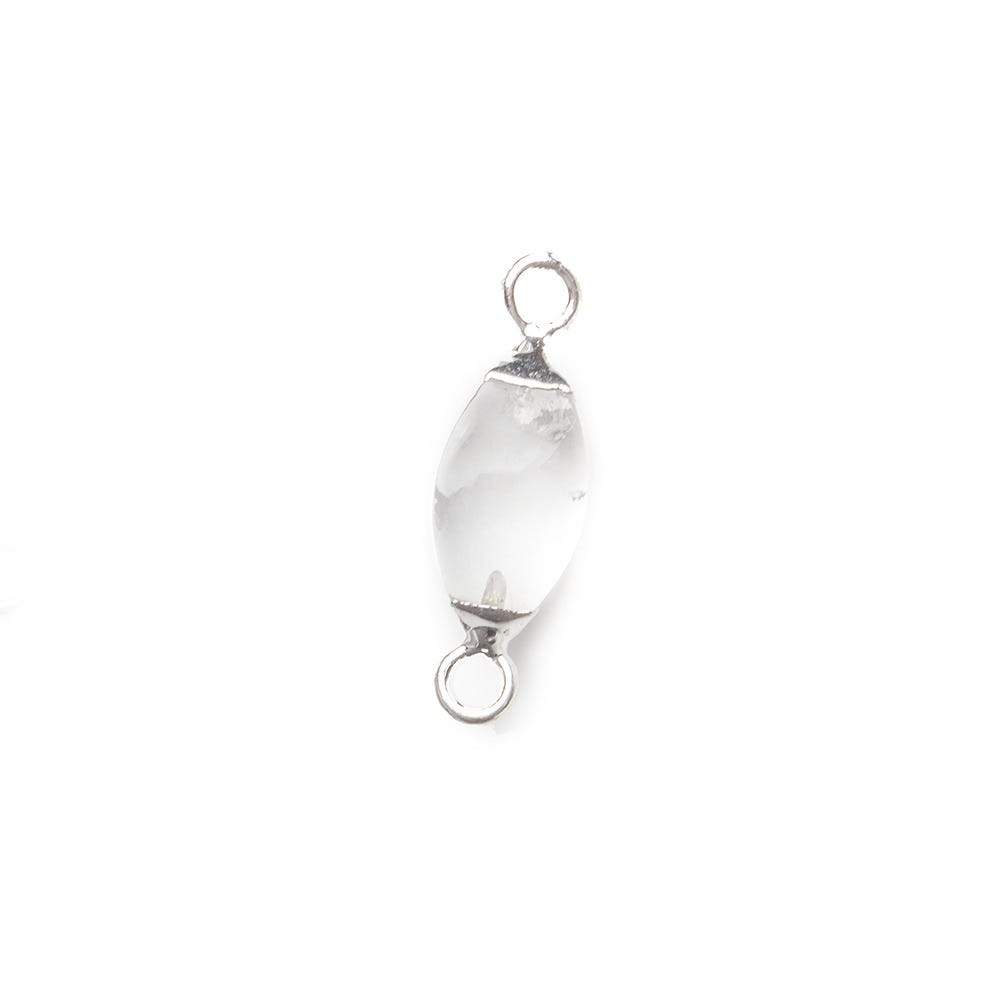 10x5mm Silver Leafed Crystal Quartz 4 sided Marquise Connector 1 piece