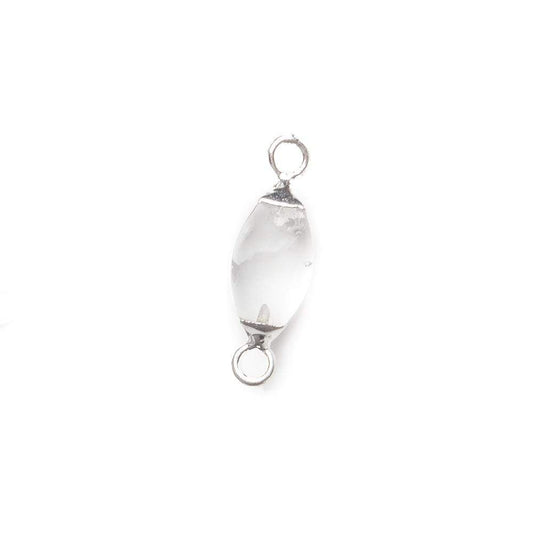 10x5mm Silver Leafed Crystal Quartz 4 sided Marquise Connector 1 piece