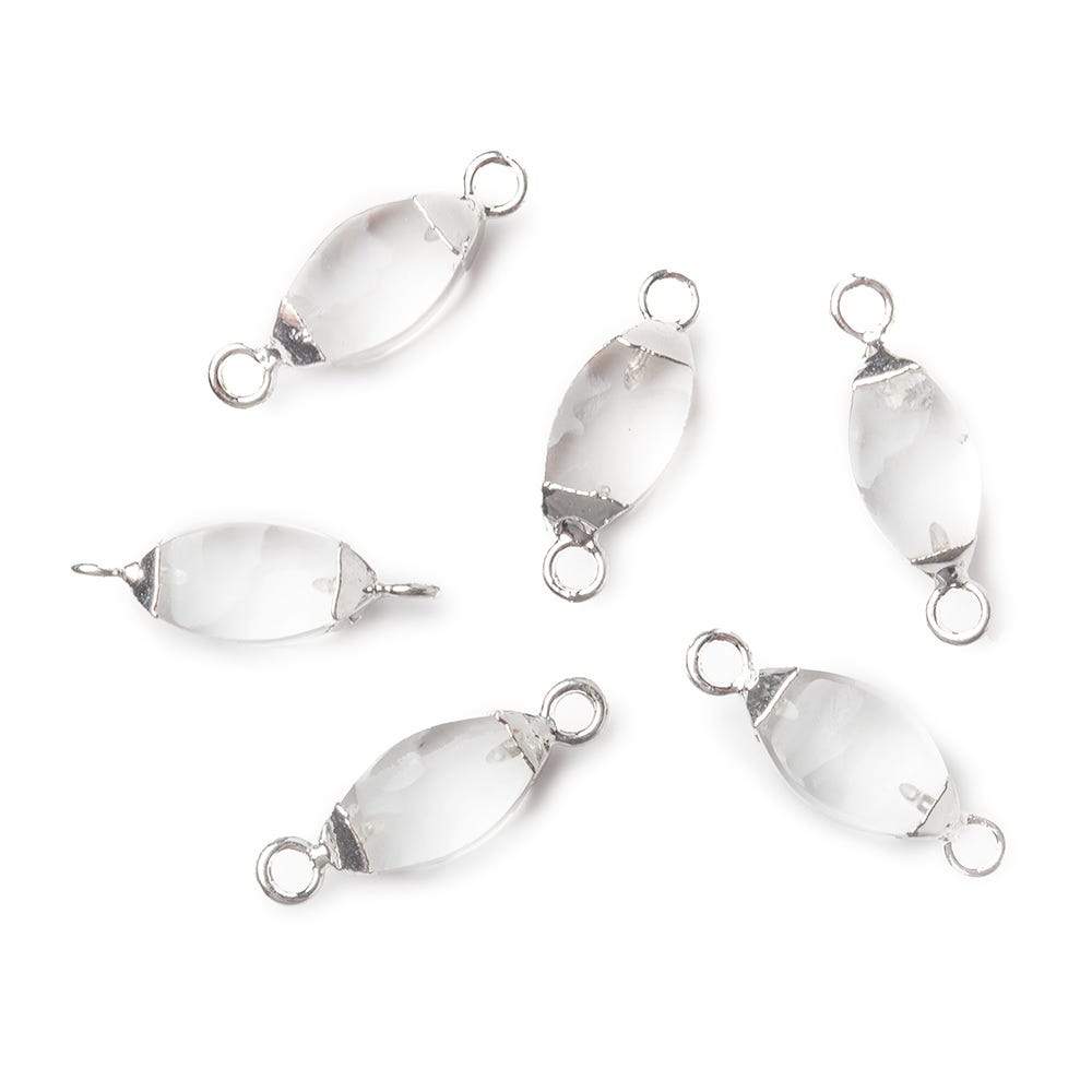 10x5mm Silver Leafed Crystal Quartz 4 sided Marquise Connector 1 piece