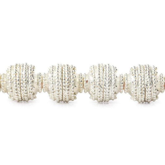 10x5mm Sterling Silver plated Copper Bead Cap Miligrain Rings 8 inch 38 pieces
