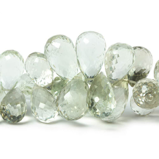 10x6mm-17x10mm Prasiolite Faceted Tear Drop Beads 9.5 inch 75 pieces AAA