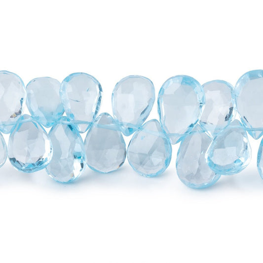 10x7-13x8mm Sky Blue Topaz Faceted Pear Beads 8 inch 48 pieces AAA
