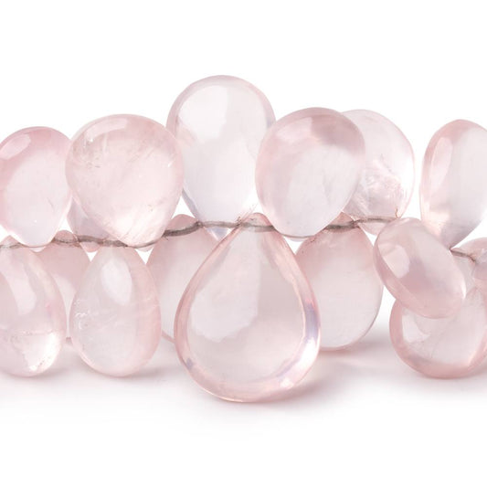 10x7-20x16mm Rose Quartz Plain Pear 6 inch 46 Beads AA