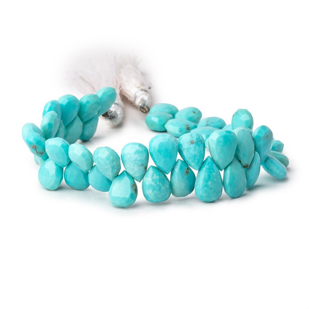 10x7.5-12x8mm Sleeping Beauty Turquoise Faceted Pear Beads 7.75 inch 47 pieces