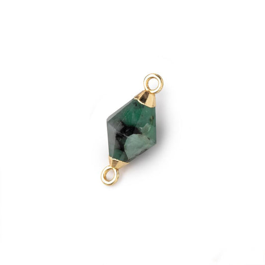 10x7mm Gold Leaf Emerald Faceted Bi-Cone Connector 1 focal piece