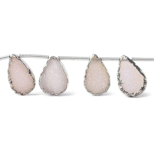 10x7mm to 12x8mm Silver Leafed Pink Translucent Drusy Strand 8 inch 12 pieces