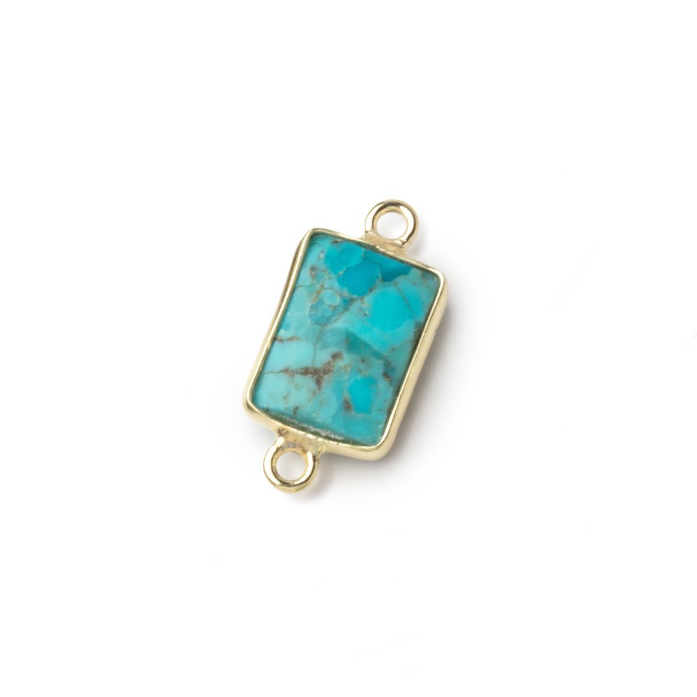 10x7mm Vermeil Bezel Turquoise Faceted Rectangle Connectors 1 piece