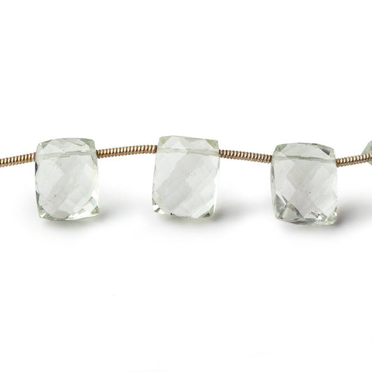 10x8-12x9mm Prasiolite Top Drilled Faceted Cushion Beads 8 inch 13 pieces