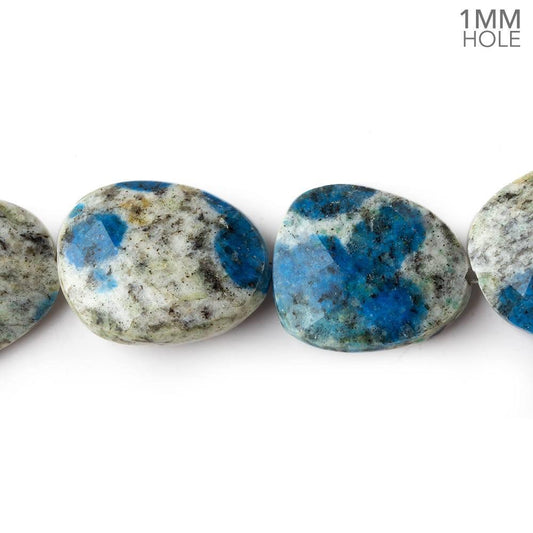10x8-13x8mm  K2 Azurite Granite "K2 Jasper" faceted ovals 8 inch 16 beads 1mm large hole
