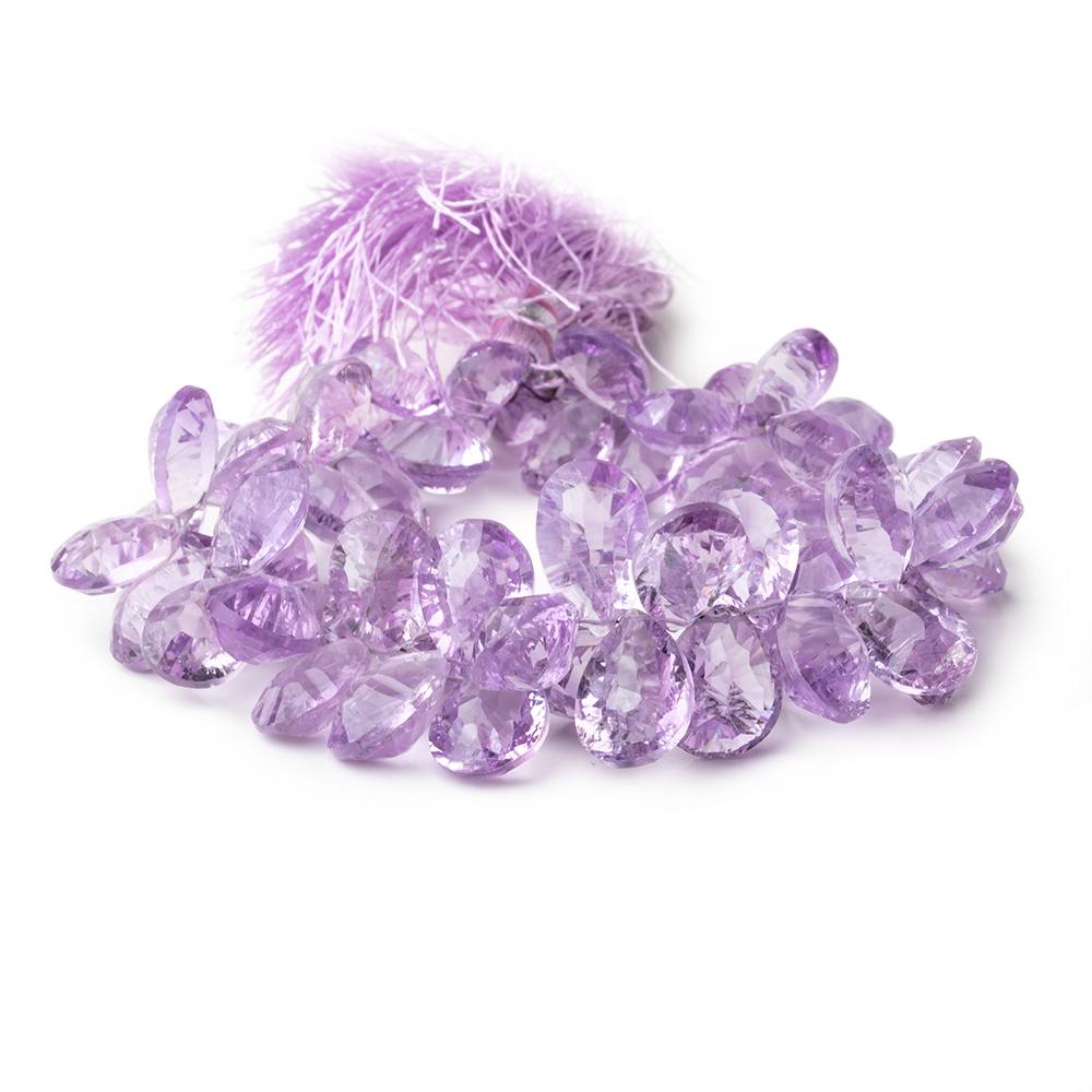 10x8-14x10mm Pink Amethyst Concave Faceted Pear Beads 8 inch 60 pieces AAA