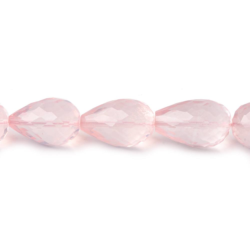 9x7-14x7mm Rose Quartz straight drilled faceted tear drops 16 inch 35 pieces