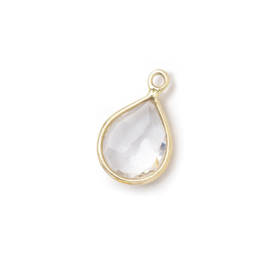 10x8.5mm Vermeil Bezel Crystal Quartz Faceted Pear Pendant 1 piece