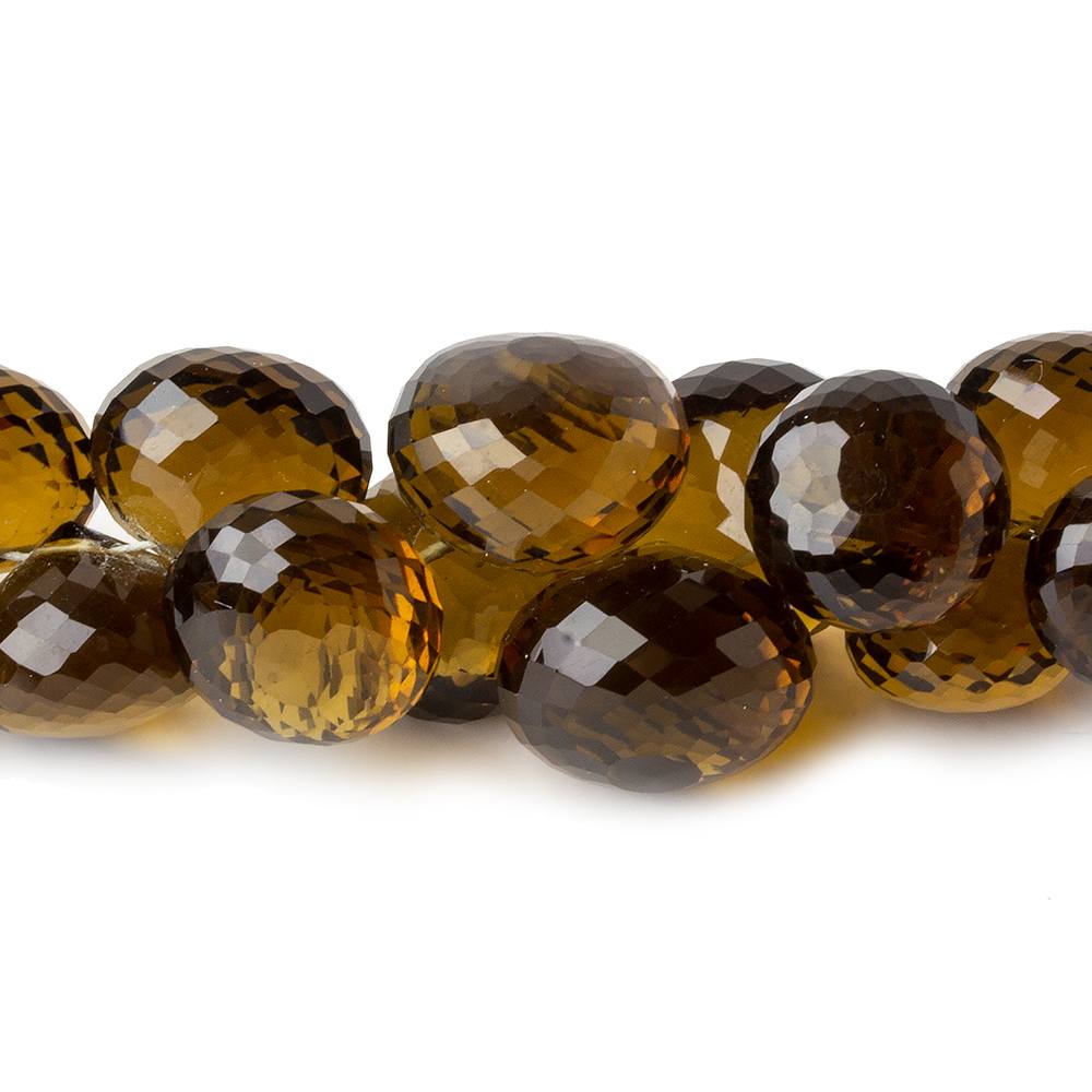 9-16mm Whiskey Quartz faceted Candy Kiss beads 9 inch 45 pieces