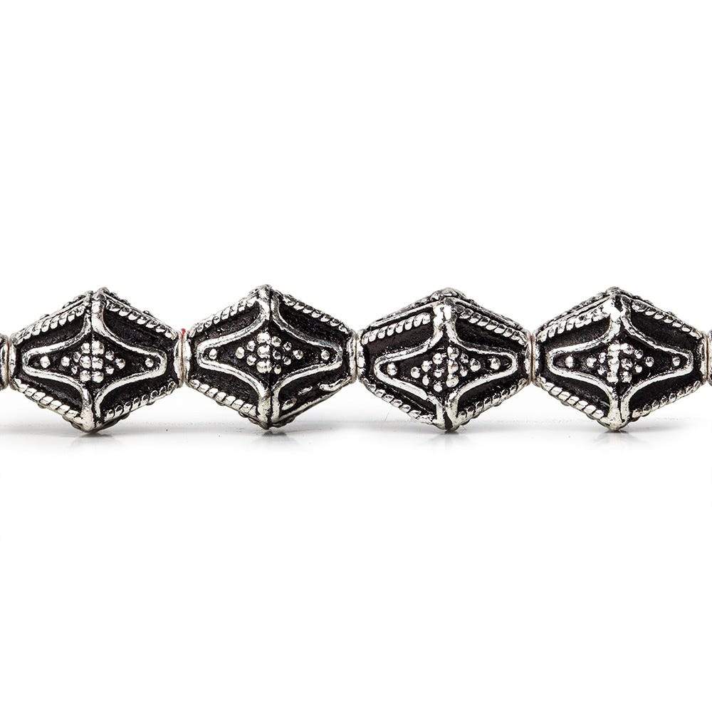 10x8mm Antiqued Sterling Silver Plated Copper Granulated Design BiCone 8 inch 20 pcs