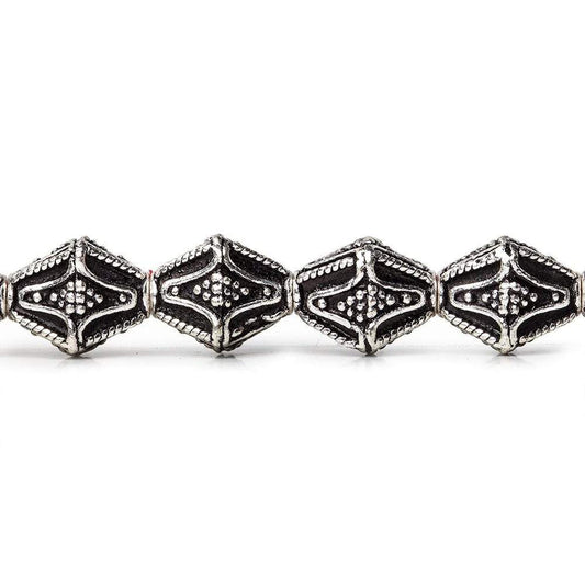 10x8mm Antiqued Sterling Silver Plated Copper Granulated Design BiCone 8 inch 20 pcs
