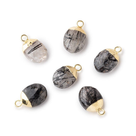 10x8mm Gold Leafed Tourmalinated Quartz Faceted Oval Focal Bead 1 piece
