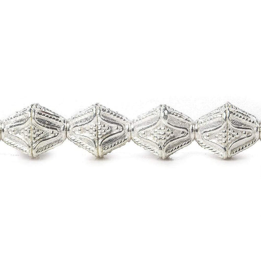 10x8mm Sterling Silver Plated Copper Granulated Design Bicone 8 inch 20 pcs
