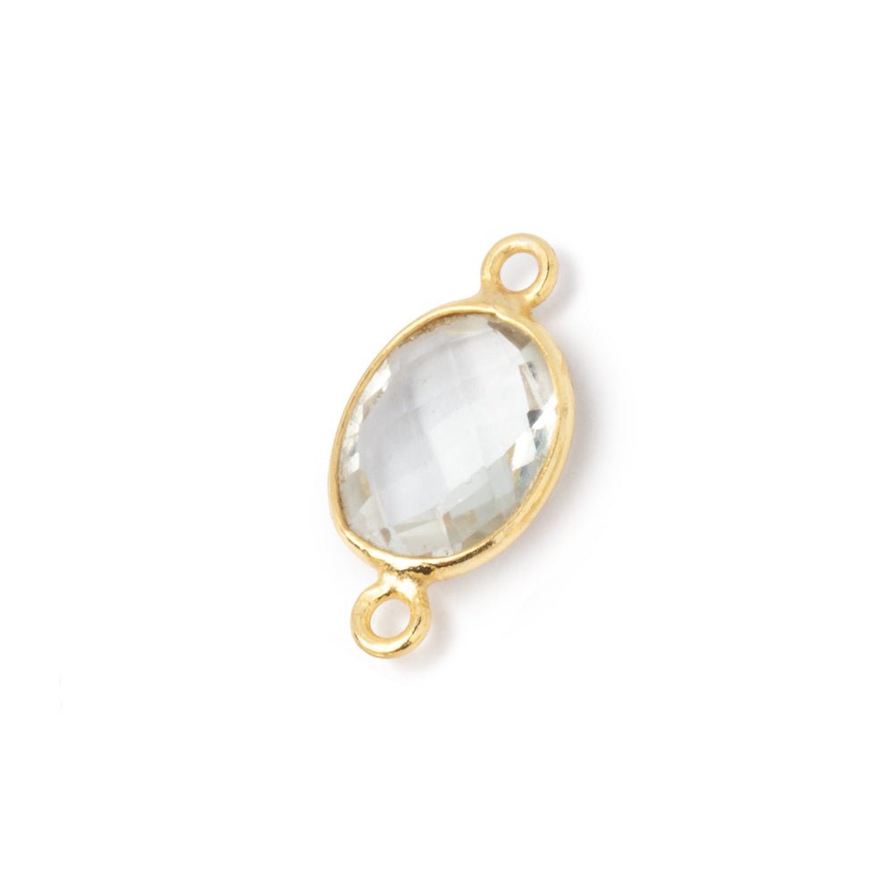 10x8mm Vermeil Bezel Prasiolite Faceted Oval Connector 1 piece