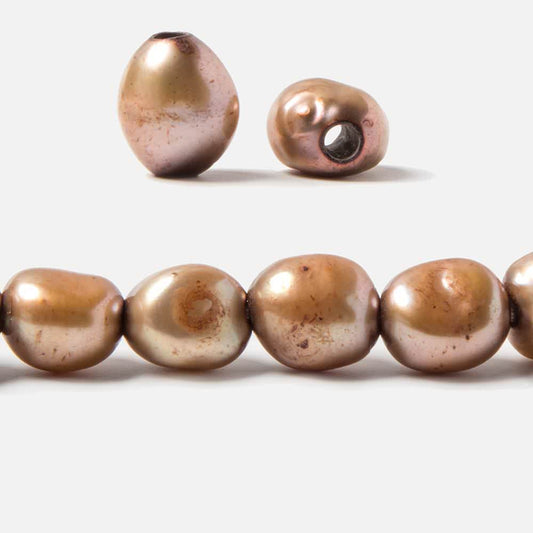 10x9-11x10mm Dark Mocha Brown Baroque 2.5mm large hole Pearls 15 in. 36 pcs