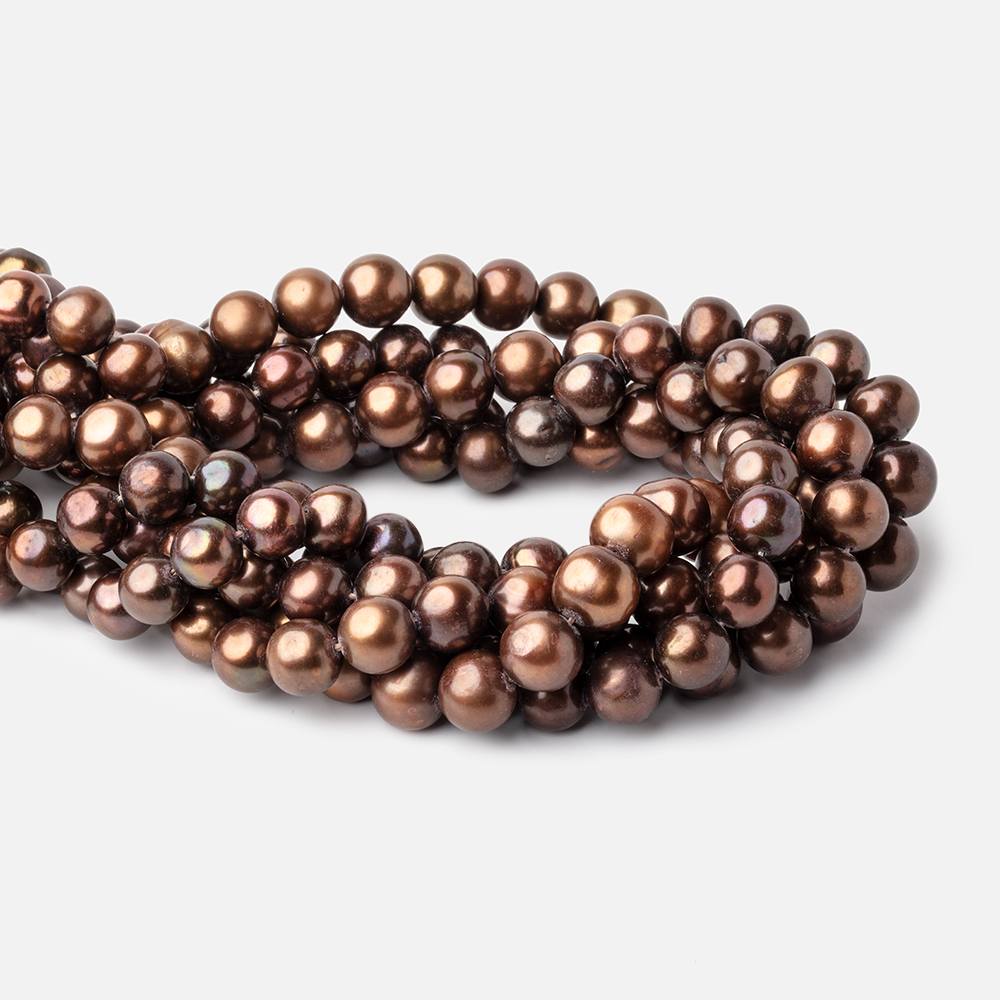10x9-11x9mm Chocolate Off Round Freshwater Pearl Beads 15 inch 41 pieces