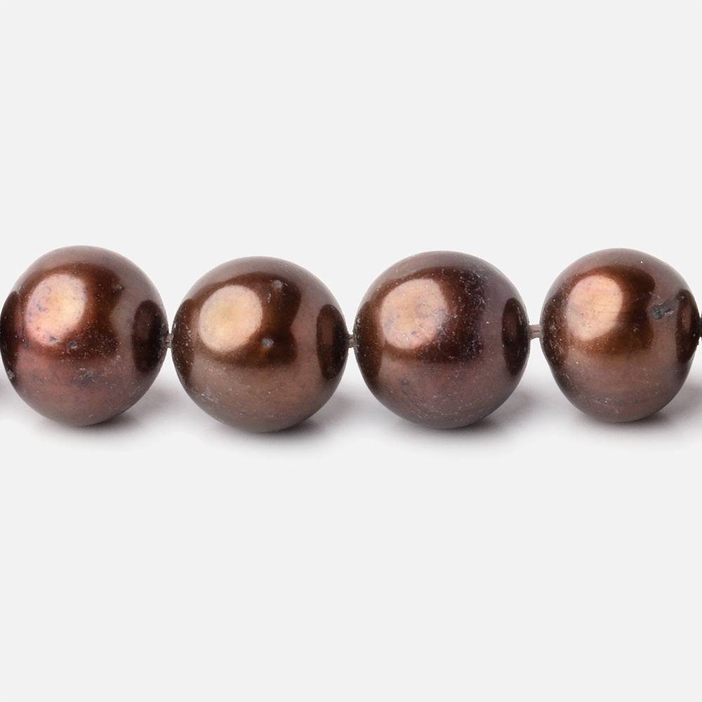 10x9-11x9mm Chocolate Off Round Freshwater Pearl Beads 15 inch 41 pieces