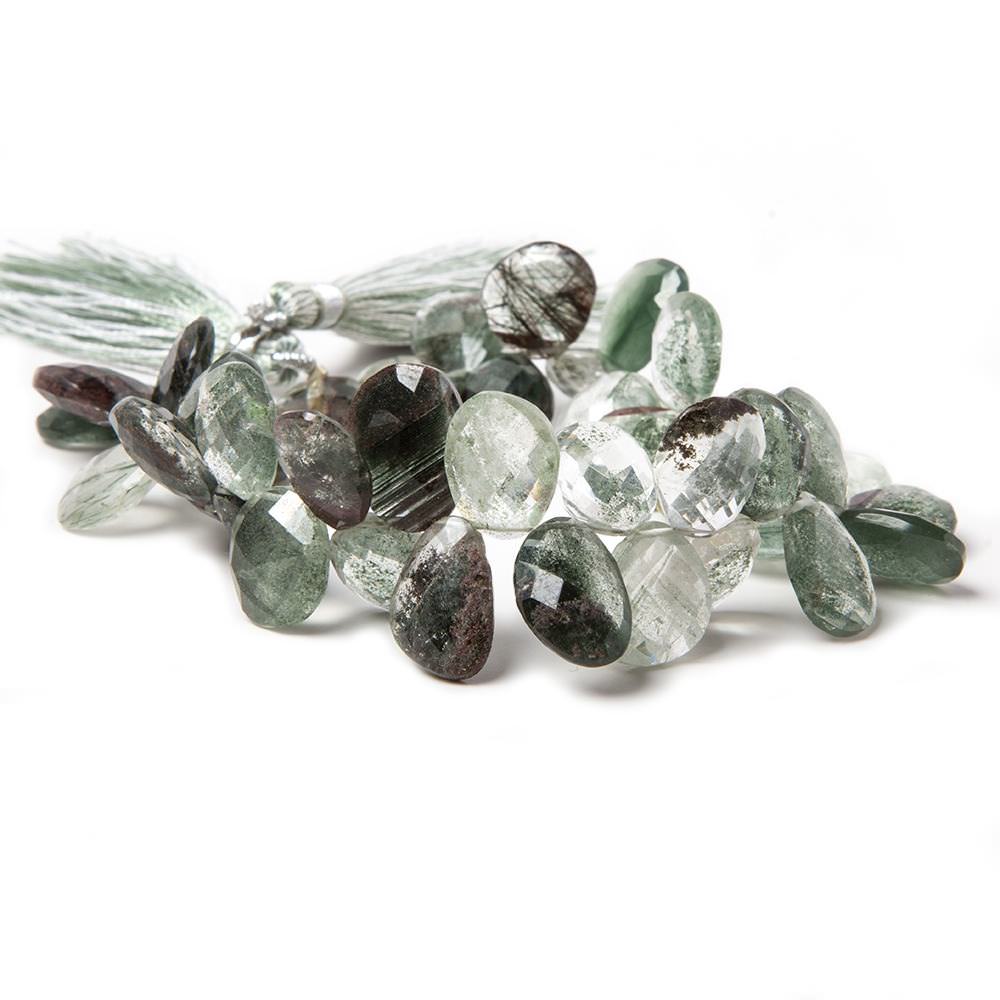10x9-15x11mm Moss Quartz Top Drilled Fancy Cut Beads 7.5 inch 43 pieces