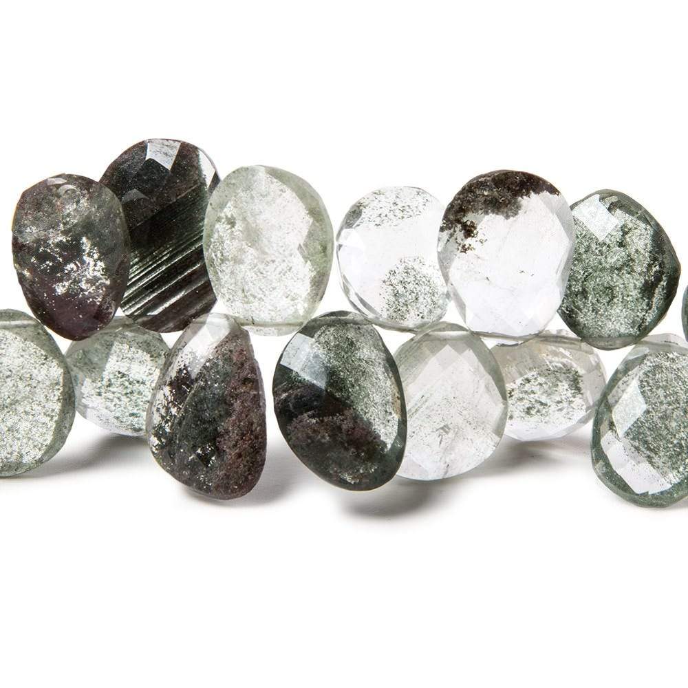 10x9-15x11mm Moss Quartz Top Drilled Fancy Cut Beads 7.5 inch 43 pieces