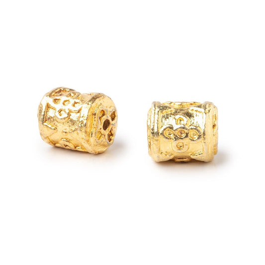 10x9mm 22kt Plated Copper Bali Design Tube Set of 2 Beads