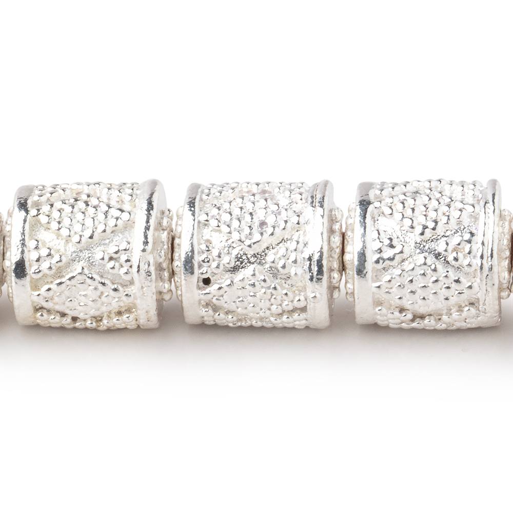 11x10mm Miligrain Diamond Design Tube Beads 7.5 inch 18 pieces