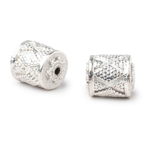 11x10mm Silver Plated Copper Miligrain Tube Set of 2 Beads