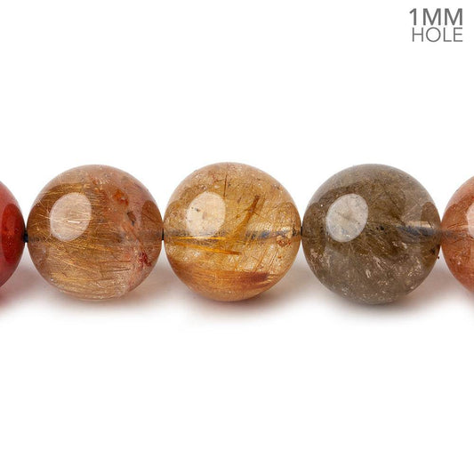 11-11.5mm Multi Rutilated Quartz plain round large hole beads 15.5 inch 34 pieces AA