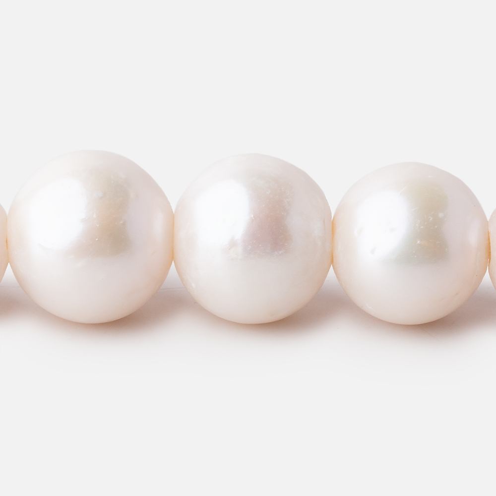 11-12mm Off White Off Round Large Hole pearls 8 inch 17 pieces AA